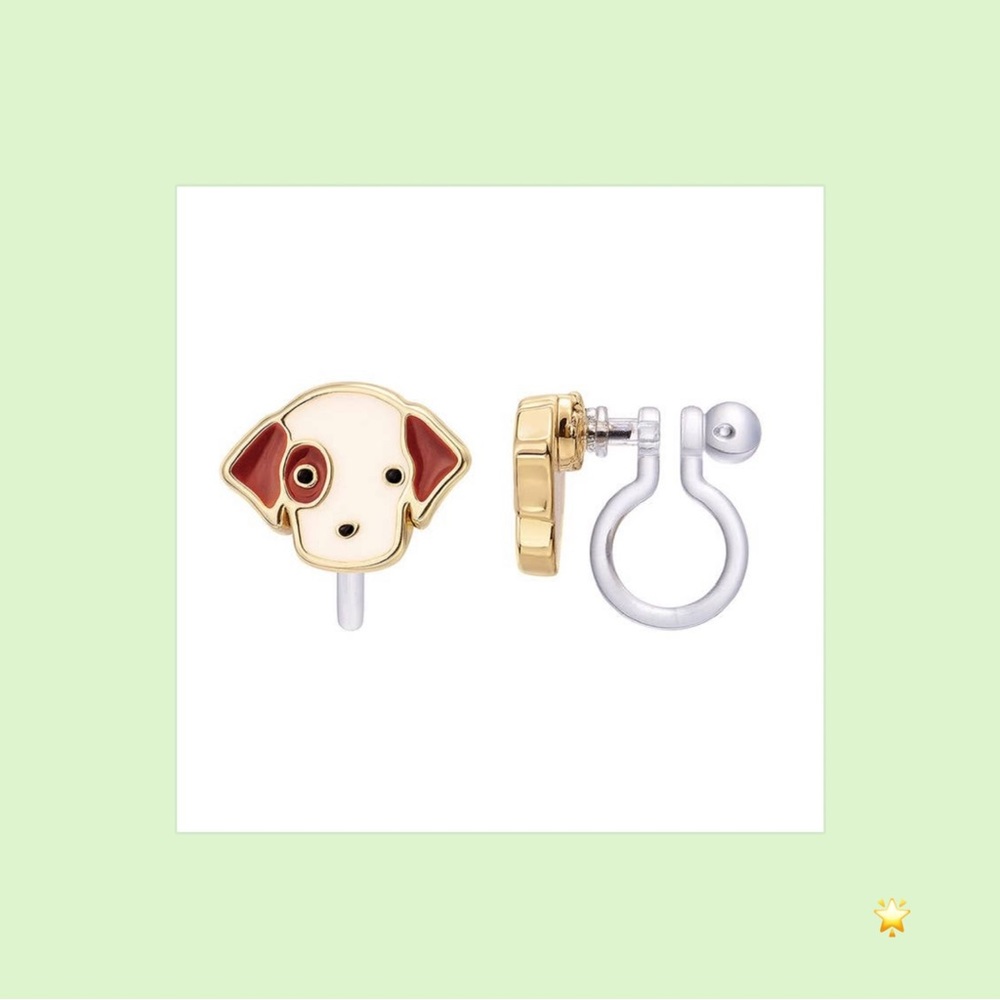 GIRL NATION CLIP-ON PUPPY DOG CUTIE EARRINGS